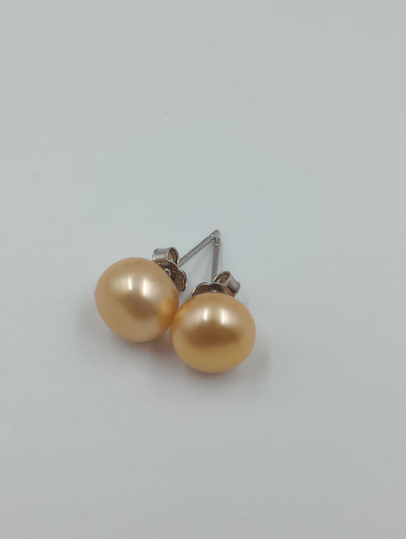 Golden 7 mm Freshwater Pearl Earrings