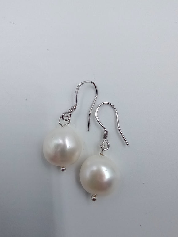 White Freshwater Pearl Drop Earrings