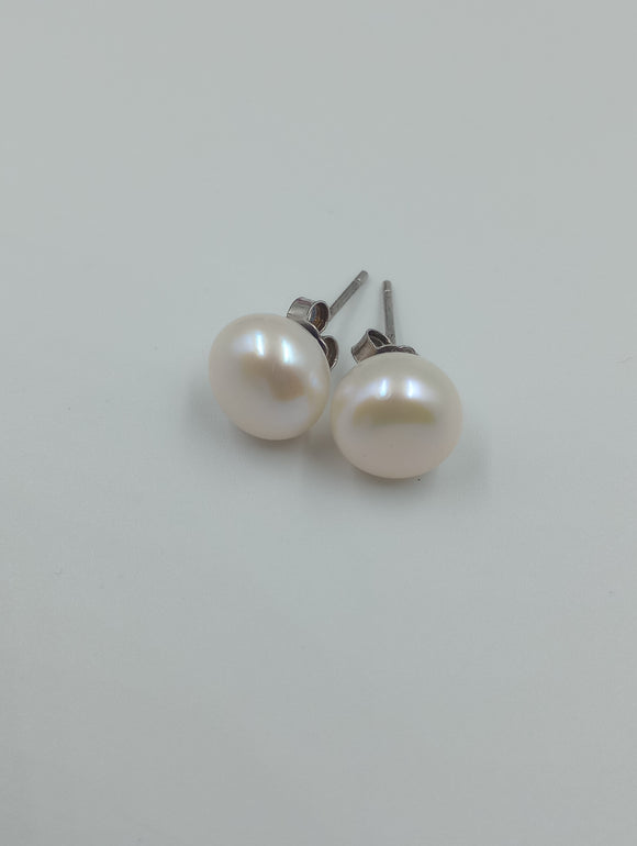 White 9mm Freshwater Pearl Earrings