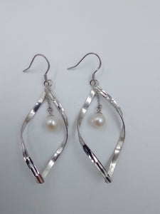 Sterling Silver and White Freshwater Pearl Earrings