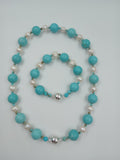 Freshwater Pearl and Turquoise Bead Necklace