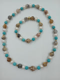 Freshwater Pearl, Agate, Turquoise Bead Necklace